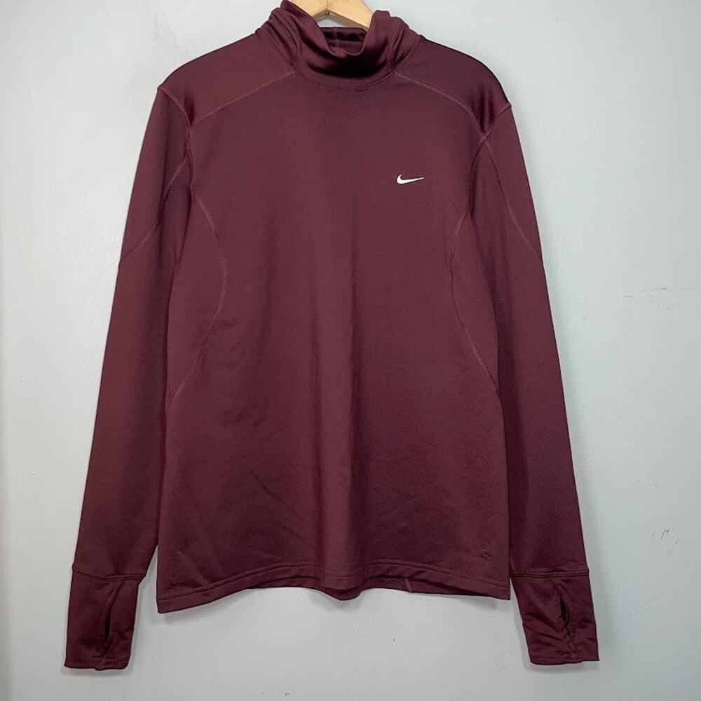 Nike Fit Dry Pullover Womens Size XL Purple Mock Neck Activewear Top Base Layer